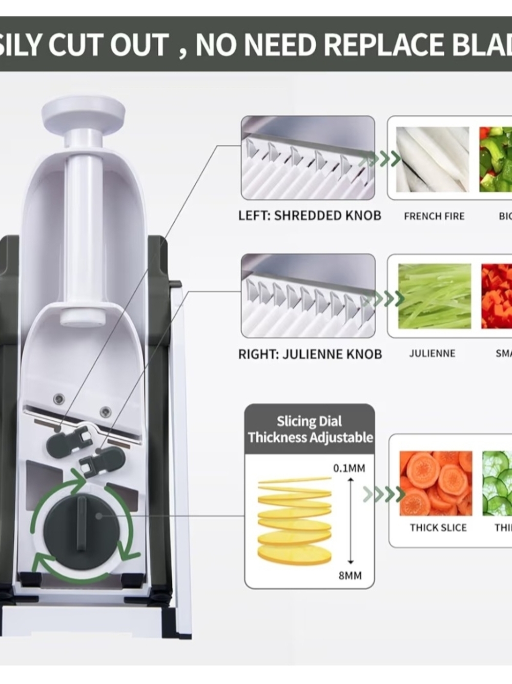 White & Gray Manual Vegetable Chopper and Slicer - Picture 4 of 6